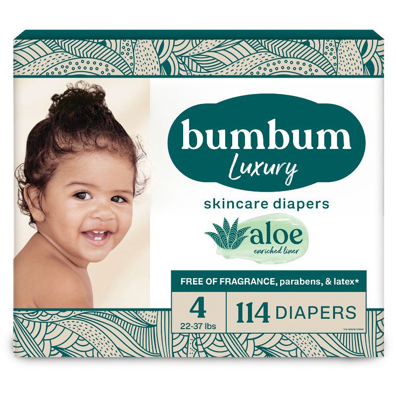 slide 1 of 14, bumbum Luxury Skincare Disposable Diapers - Size 4 - 114ct, 4 x 114 ct