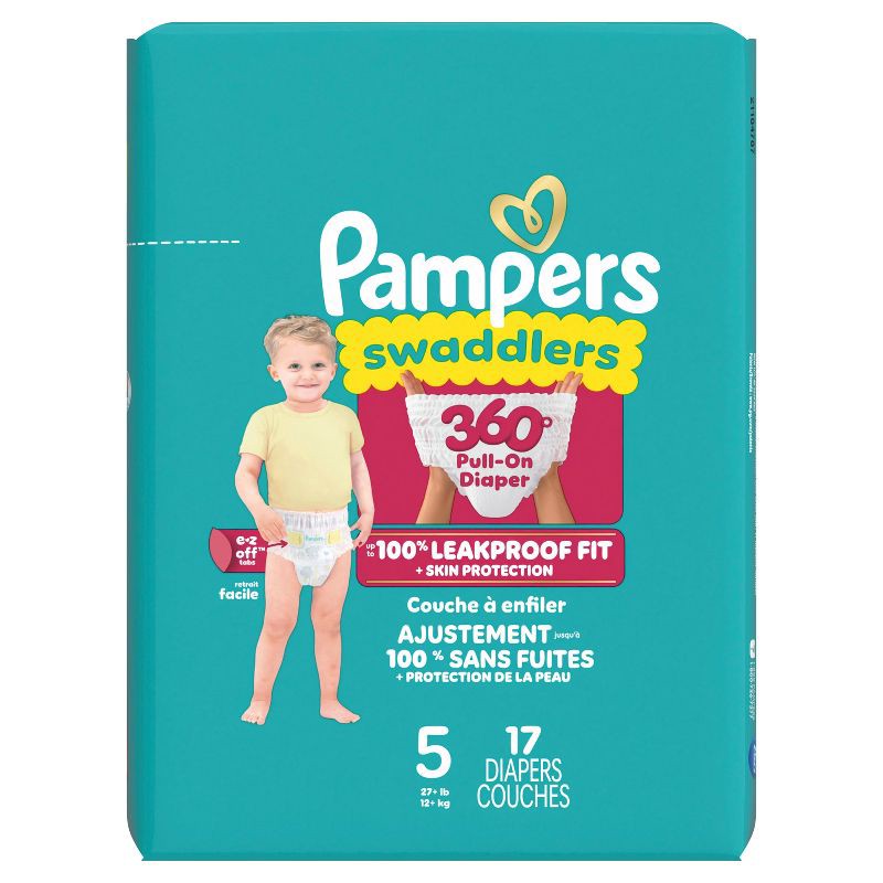 slide 12 of 15, Pampers Swaddlers 360 Disposable Diapers - Size 5 - 17ct, 5 x 17 ct