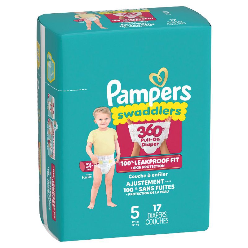 slide 13 of 15, Pampers Swaddlers 360 Disposable Diapers - Size 5 - 17ct, 5 x 17 ct