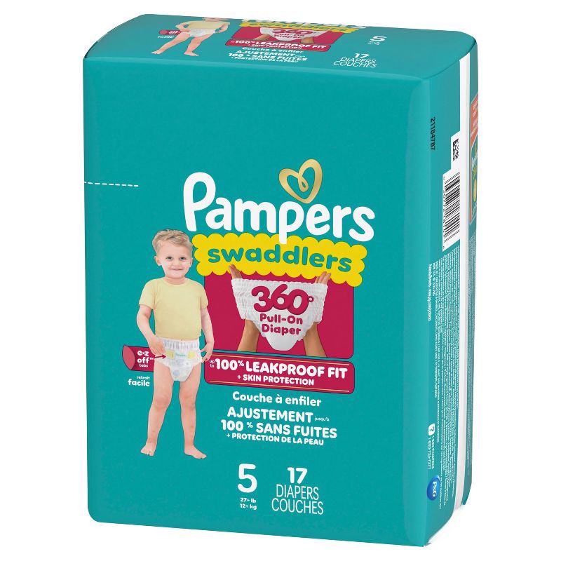 slide 14 of 15, Pampers Swaddlers 360 Disposable Diapers - Size 5 - 17ct, 5 x 17 ct