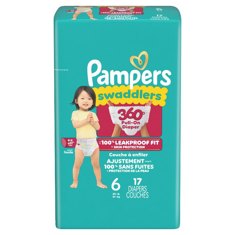 slide 15 of 15, Pampers Swaddlers 360 Disposable Diapers - Size 6 - 17ct, 6 x 17 ct