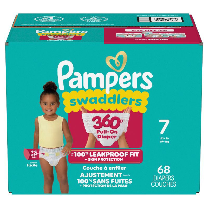slide 15 of 15, Pampers Swaddlers 360 Disposable Diapers - Size 7 - 68ct, 7 x 68 ct