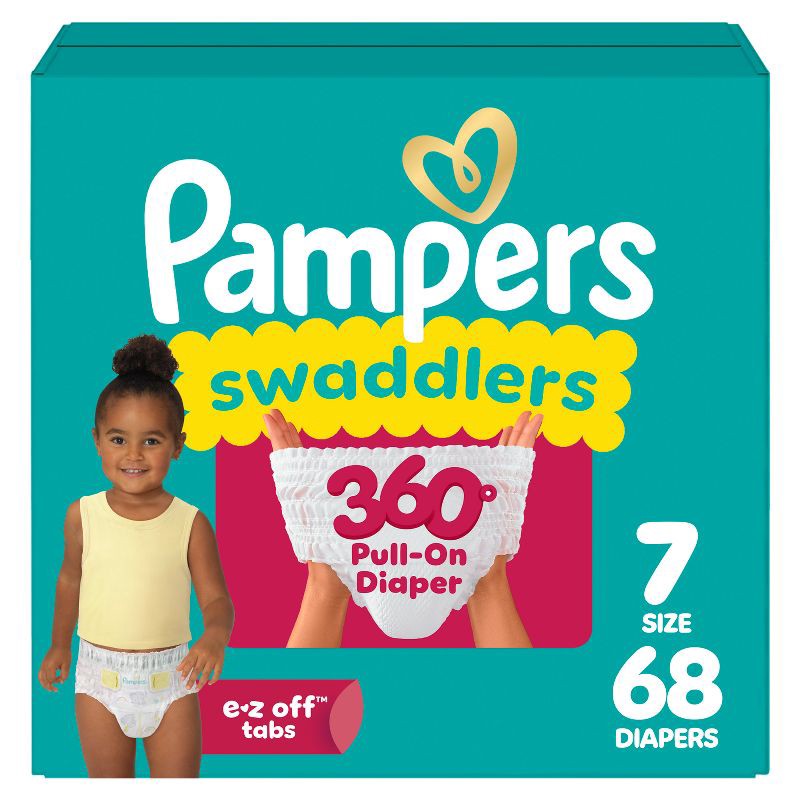 slide 1 of 15, Pampers Swaddlers 360 Disposable Diapers - Size 7 - 68ct, 7 x 68 ct