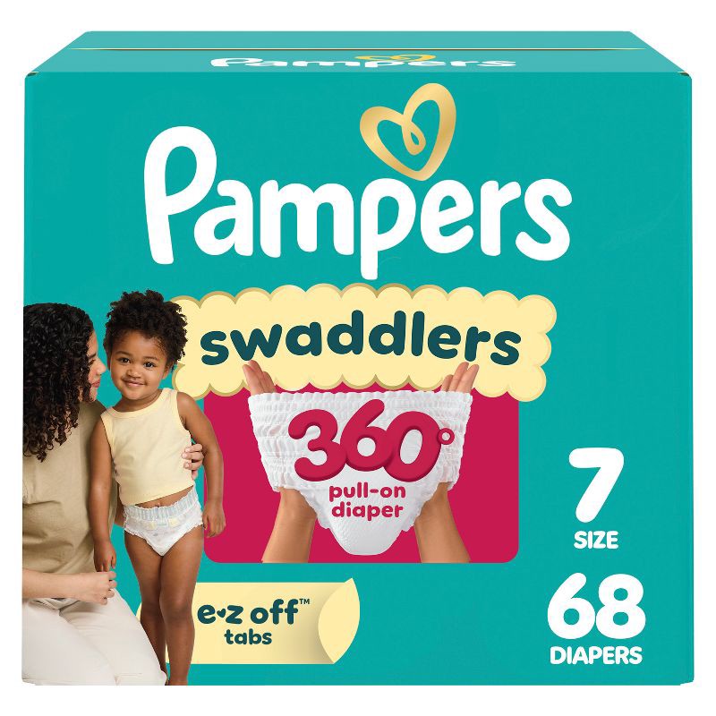 slide 1 of 15, Pampers Swaddlers 360 Disposable Diapers - Size 7 - 68ct, Size 7; 68 ct