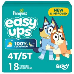 Pampers Easy Ups Bluey Training Underwear - Size 4T-5T -18ct: All-Night Protection Zone, Easy-Open Sides, Disposable