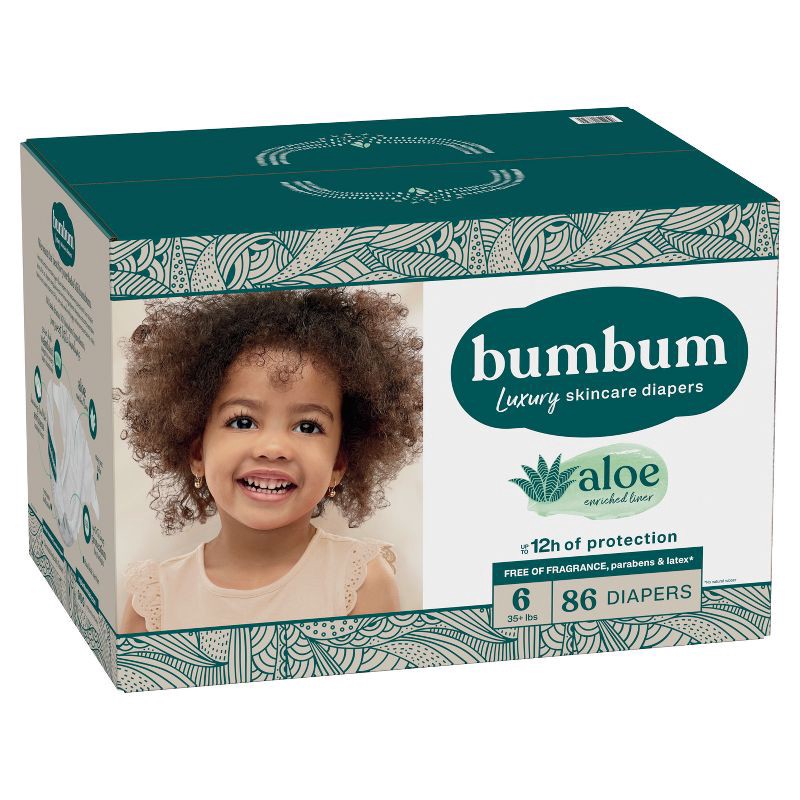 slide 12 of 14, bumbum Luxury Skincare Disposable Diapers - Size 6 - 86ct, 6 x 86 ct
