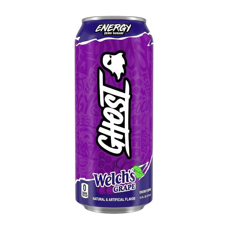 slide 1 of 10, GHOST Energy Drink Ghost Energy Welch's Grape Energy Drink - 16 fl oz Can, 16 fl oz