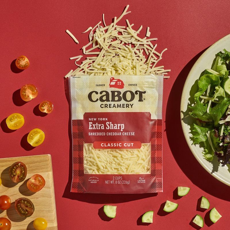 slide 3 of 10, Cabot Creamery New York Extra Sharp White Cheddar Cheese Shred - 8oz, 8 oz