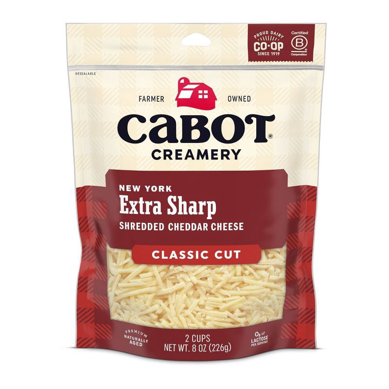 slide 1 of 9, Cabot Creamery New York Extra Sharp White Cheddar Cheese Shred - 8oz, 8 oz