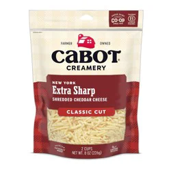 Cabot Creamery New York Extra Sharp White Cheddar Cheese Shred - 8oz