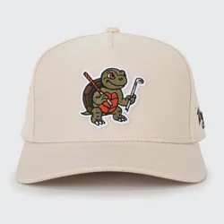 Waggle Hat Snapper: Adjustable Tan Baseball Cap with Animal Logo Design