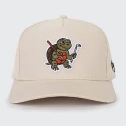 Waggle Hat Snapper: Adjustable Tan Baseball Cap with Animal Logo Design