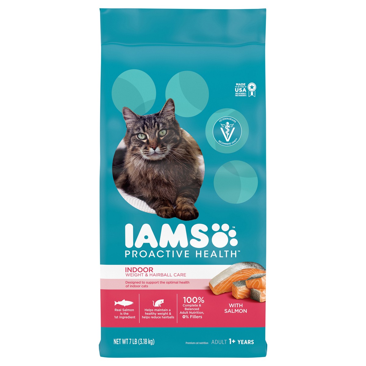 slide 1 of 5, IAMS Proactive Health Indoor Weight and Hairball Care Salmon Adult Dry Cat Food - 7lbs, 7 lb