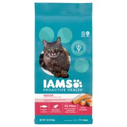 IAMS PROACTIVE HEALTH Adult Indoor Weight Control & Hairball Care Dry Cat Food with Salmon, 7 lb. Bag