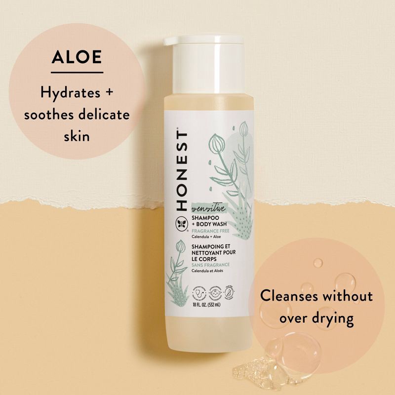 slide 5 of 6, The Honest Company Sensitive Shampoo + Body Wash - Fragrance Free - 18 fl oz, 18 fl oz