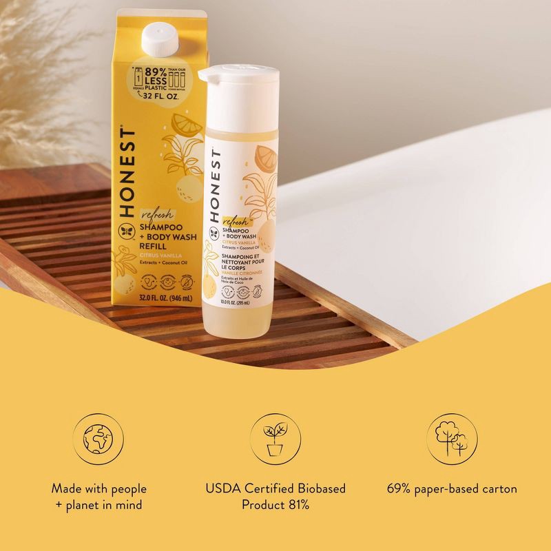 slide 3 of 11, The Honest Company Refresh Shampoo + Body Wash Refill - Citrus Vanilla - 32 fl oz, 32 fl oz