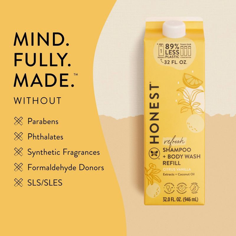 slide 7 of 11, The Honest Company Refresh Shampoo + Body Wash Refill - Citrus Vanilla - 32 fl oz, 32 fl oz