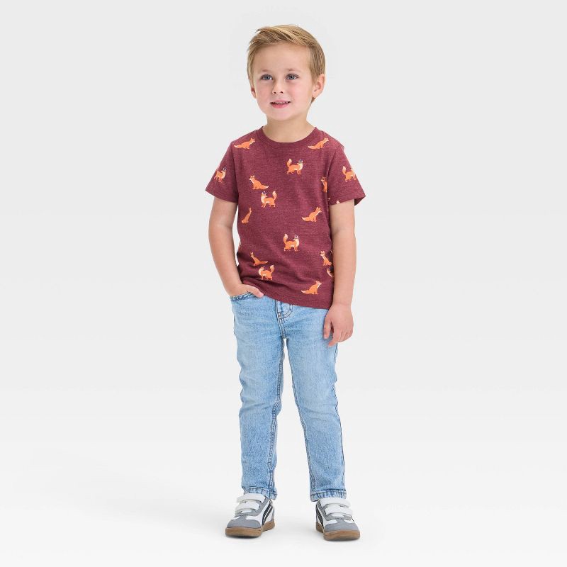 slide 3 of 3, Toddler Boys' Button-Front Slim Leg Denim Pants - Cat & Jack™ Light Wash 2T, 1 ct