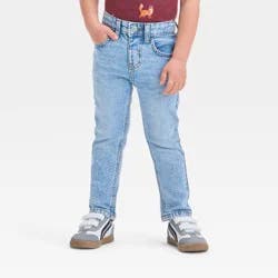 Toddler Boys' Button-Front Slim Leg Denim Pants - Cat & Jack™ Light Wash 2T