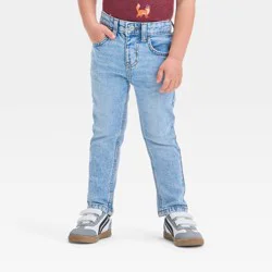 Toddler Boys' Button Front Slim Leg Denim Pants - Cat & Jack™ Light Wash 5T