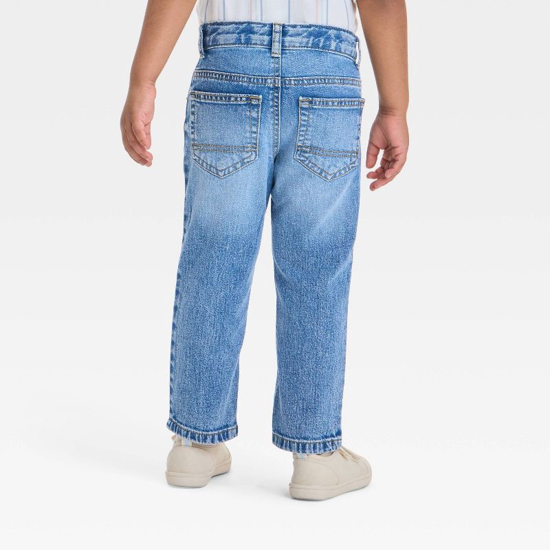 slide 2 of 3, Toddler Boys' Button-Front Straight Leg Denim Pants - Cat & Jack™ Medium Wash 5T: Adjustable Waistband, Mid-Rise, 1 ct