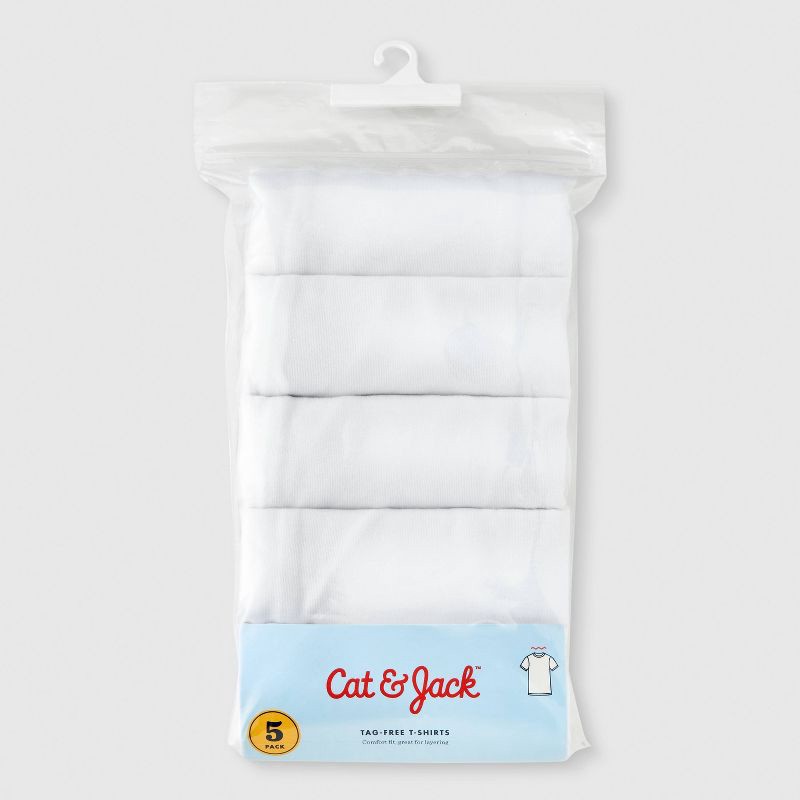 slide 2 of 4, Boys' 5pk Crew Neck T-Shirt - Cat & Jack™ White M, 5 ct