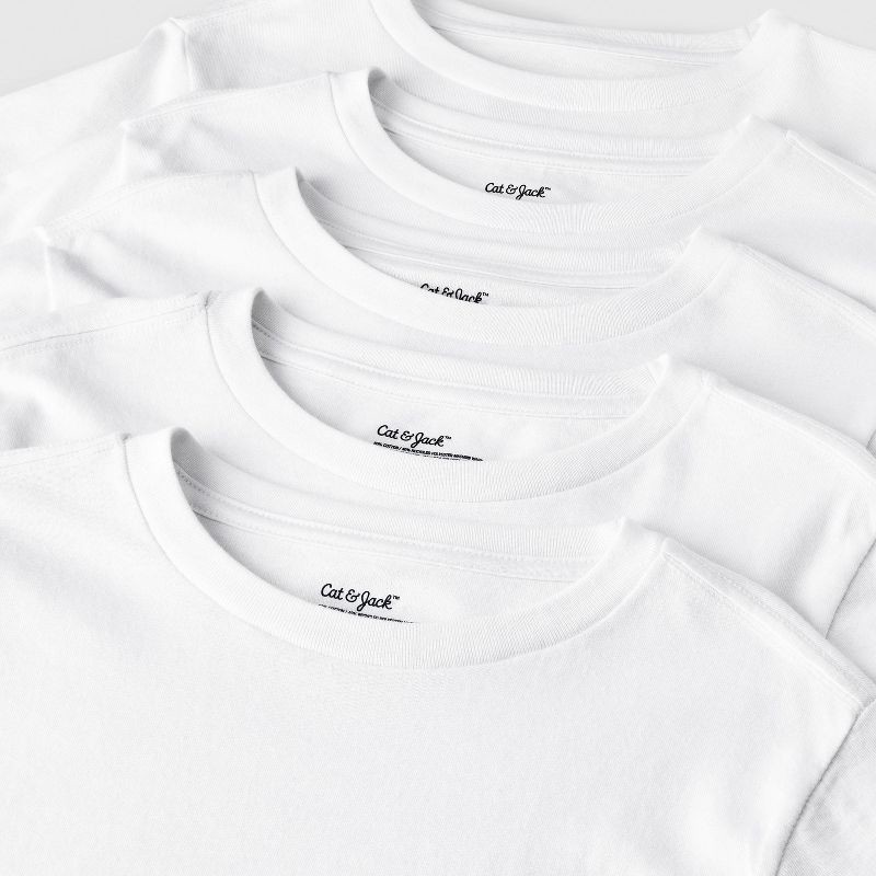 slide 4 of 4, Boys' 5pk Crew Neck T-Shirt - Cat & Jack™ White L, 5 ct