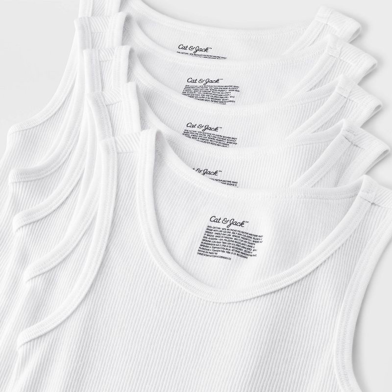 slide 4 of 4, Boys' 5pk Tank Tops - Cat & Jack™ White XL: Crew Neck, Sleeveless, 5 ct