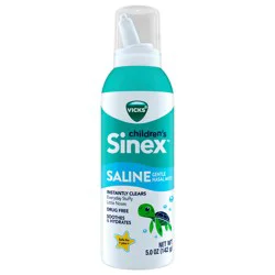 Vicks Sinex, Children's Saline Nasal Spray, Drug Free Ultra Fine Mist with Hint of Aloe, Ages 1+, Fast Everyday Stuffy Nose Relief for Kids, Clear Mucus from a Cold or Allergy, 5 OZ