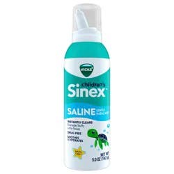 Vicks Sinex, Children's Saline Nasal Spray, Drug Free Ultra Fine Mist with Hint of Aloe, Ages 1+, Fast Everyday Stuffy Nose Relief for Kids, Clear Mucus from a Cold or Allergy, 5 OZ