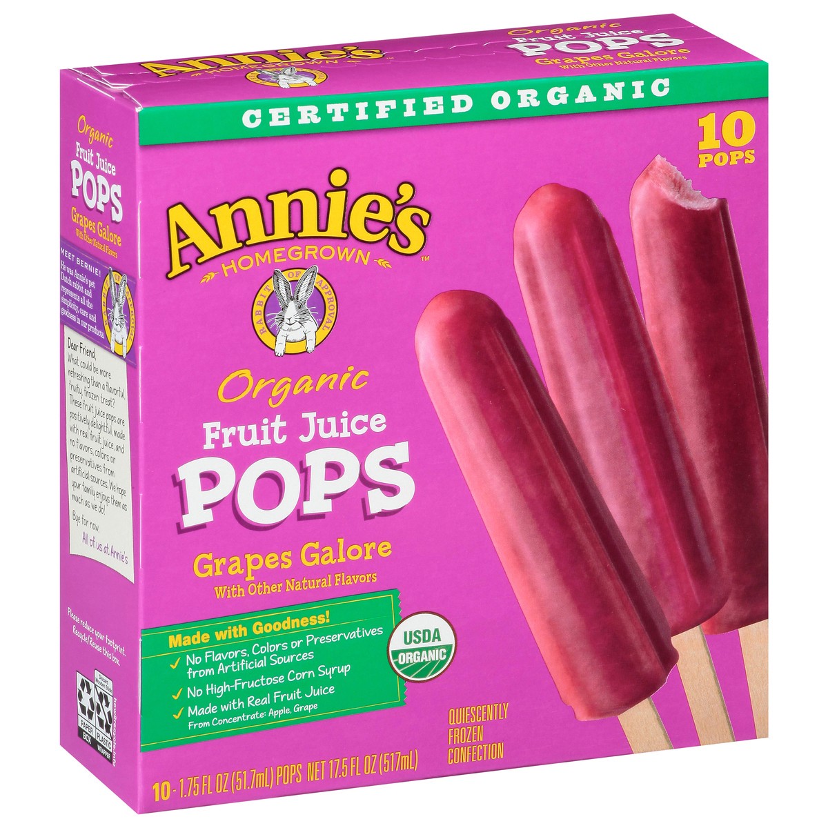 slide 14 of 14, Annie's Organic Grapes Galore Fruit Juice Pops 10 - 1.75 fl oz, 10 ct