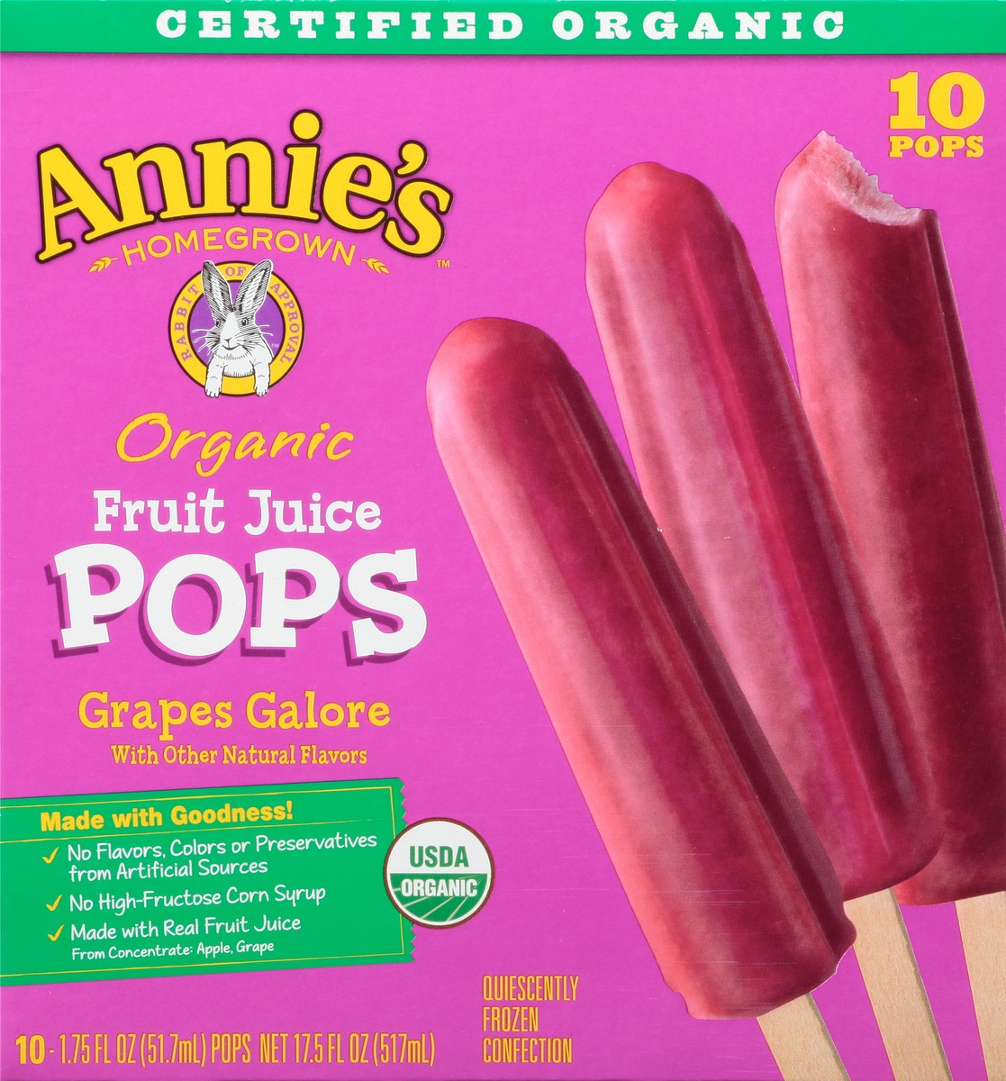 slide 6 of 14, Annie's Organic Grapes Galore Fruit Juice Pops 10 - 1.75 fl oz, 10 ct