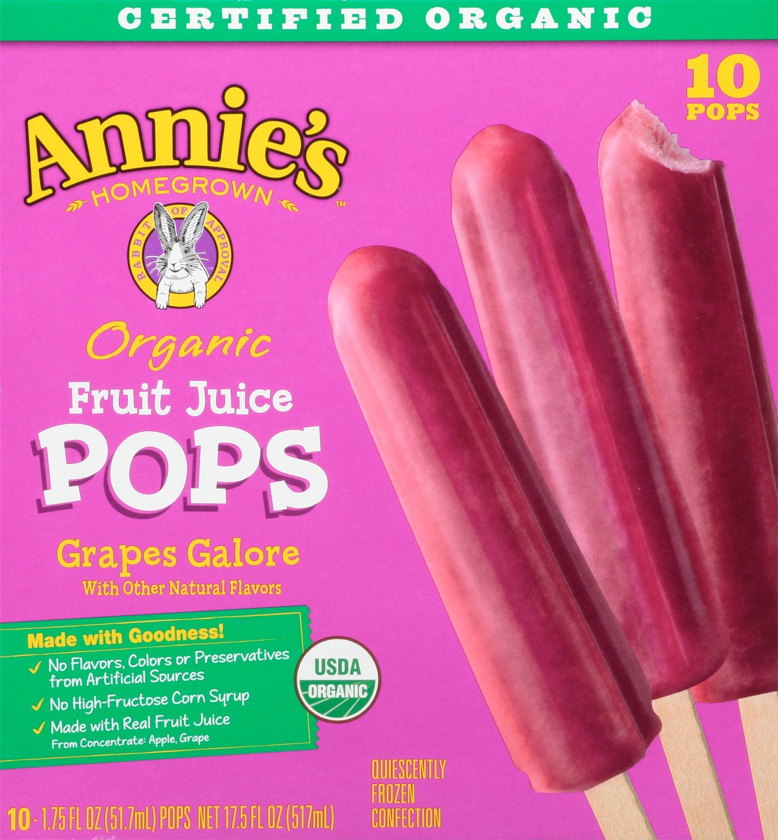 slide 7 of 14, Annie's Organic Grapes Galore Fruit Juice Pops 10 - 1.75 fl oz, 10 ct