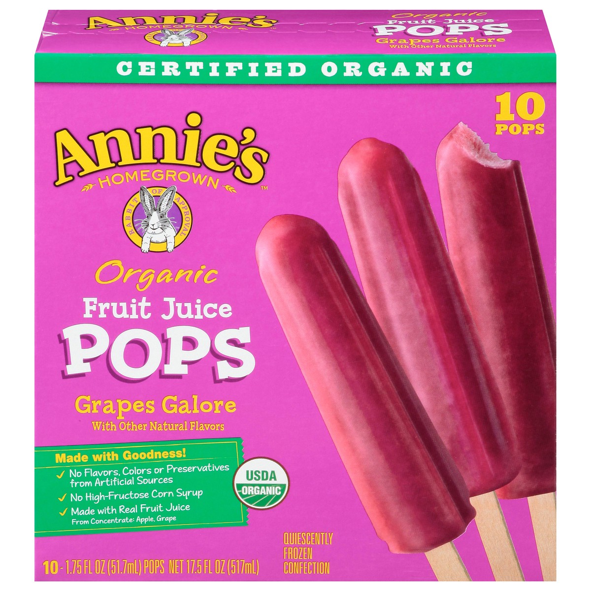 slide 1 of 14, Annie's Organic Grapes Galore Fruit Juice Pops 10 - 1.75 fl oz, 10 ct