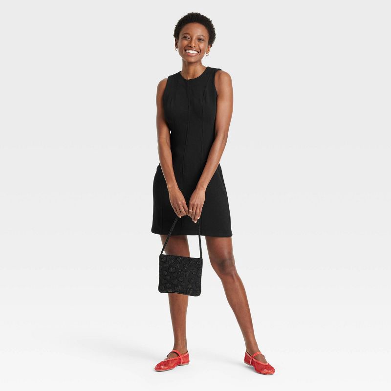 slide 3 of 3, Women's Mini Sheath Dress - A New Day™ Black 2: Recycled Polyester, Sleeveless, Crew Neck, Side Zipper, 1 ct