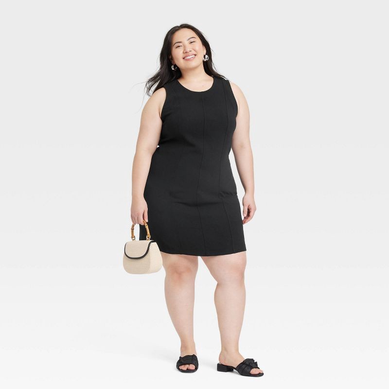 slide 3 of 3, Women's Mini Sheath Dress - A New Day™ Black 17: Recycled Polyester, Sleeveless, Crew Neck, Side Zipper, 1 ct