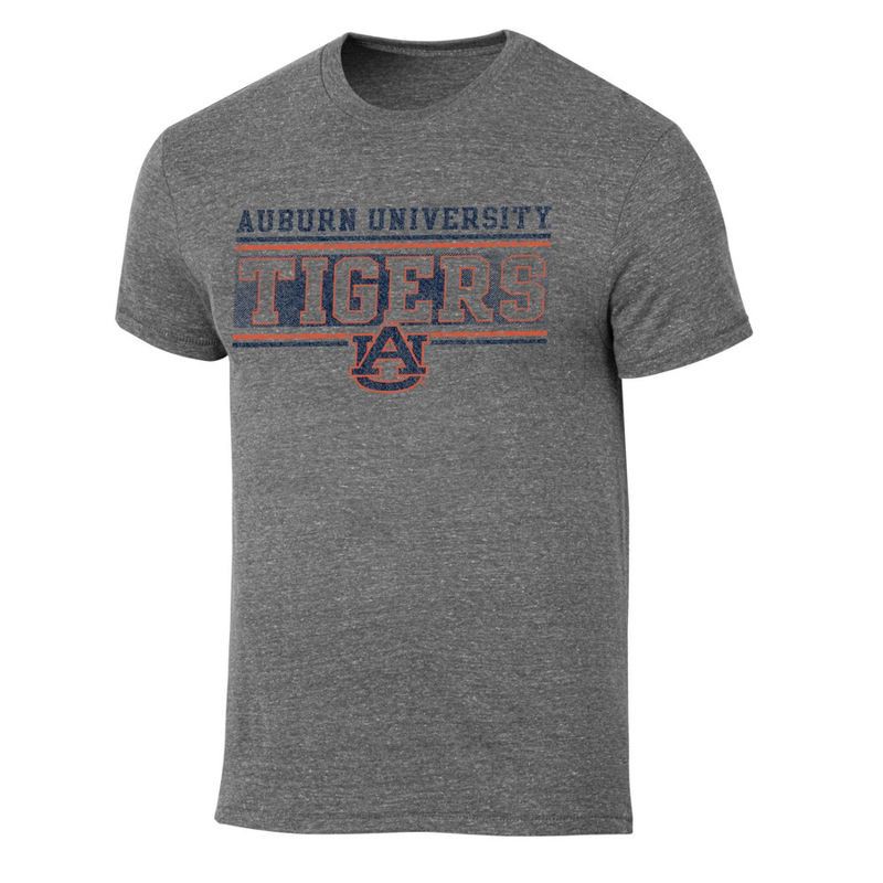 slide 1 of 3, NCAA Auburn Tigers Men's Gray Tri-Blend T-Shirt - M: Fit, Lightweight Jersey, 1 ct