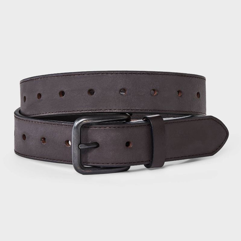 slide 1 of 3, Men's Fully Laser Cut Casual Belt - Goodfellow & Co™ Brown M, 1 ct