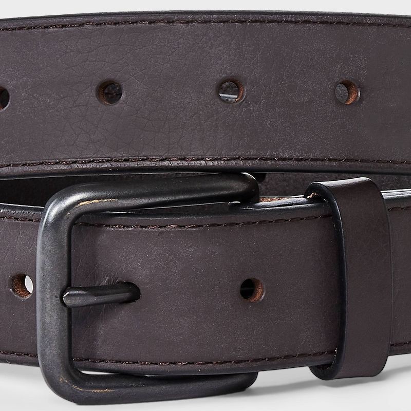 slide 3 of 3, Men's Fully Laser Cut Casual Belt - Goodfellow & Co™ Brown XL: Leather Adjustable Strap, Buckle Closure, 1 ct
