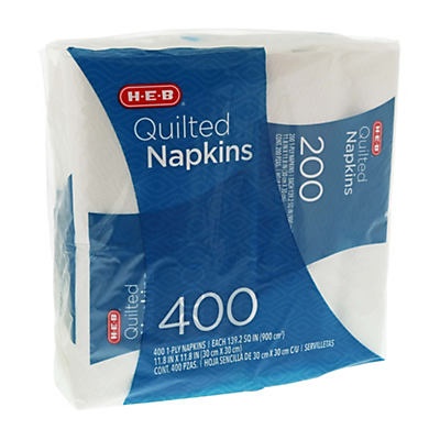 slide 1 of 1, H-E-B Quilted Napkins White, 400 ct