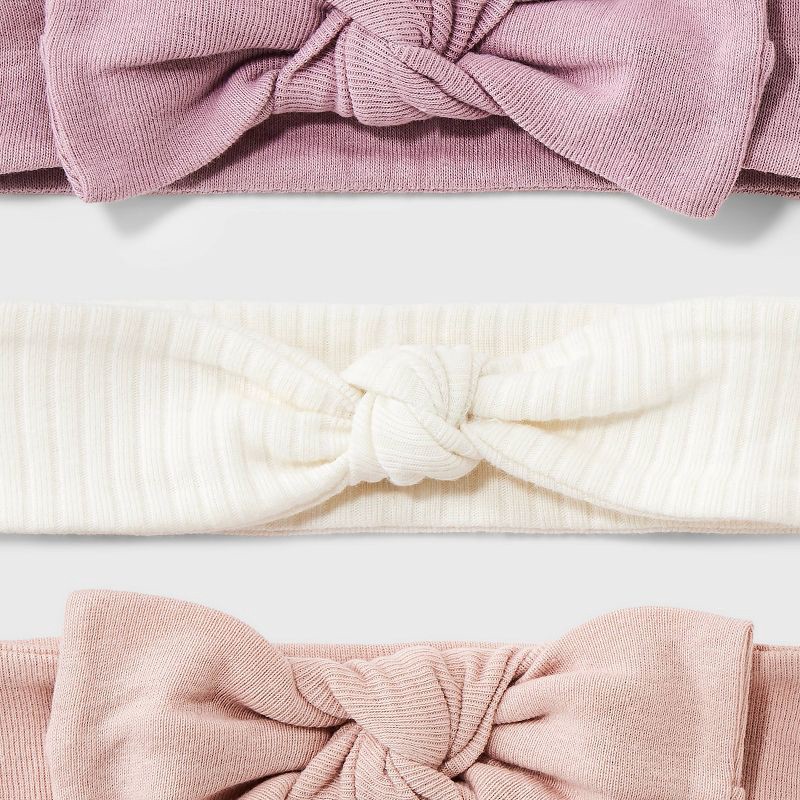 slide 1 of 3, Baby 3pk Headwrap - Cloud Island™ Pink Newborn: Solid Cotton Infant Accessories Set, Machine Washable, Tumble Dry, 3 ct