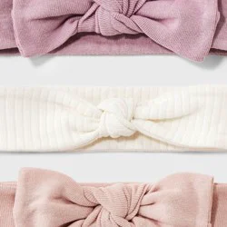 Baby 3pk Headwrap - Cloud Island™ Pink 0-6M: Solid Cotton Infant Accessories Set