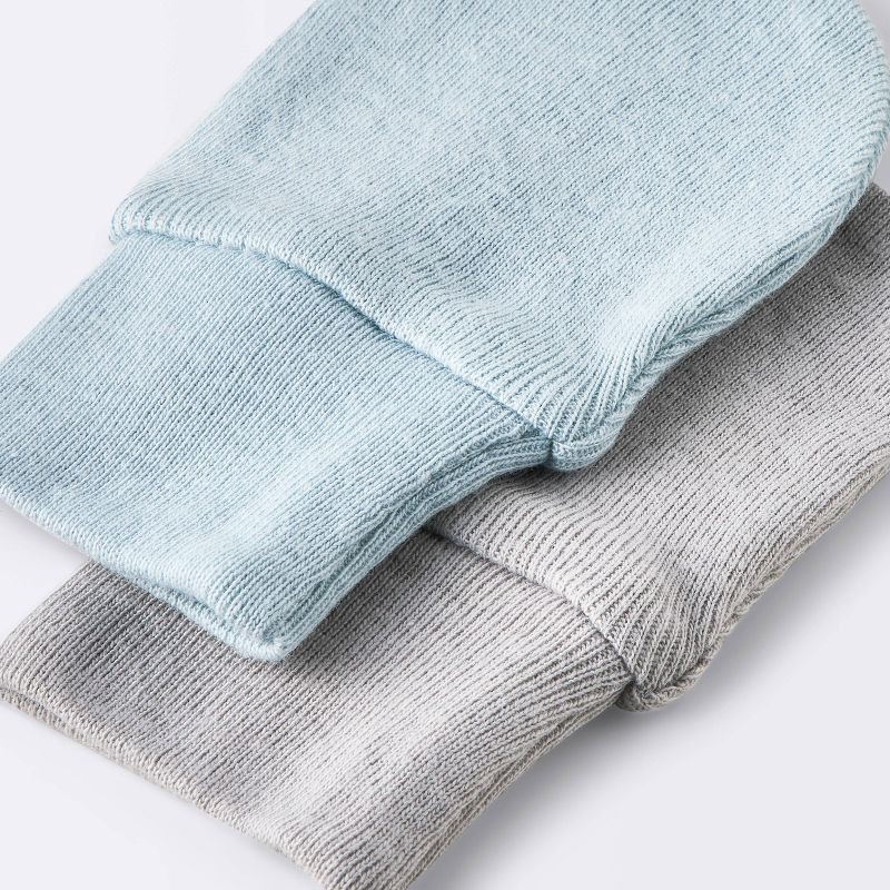 slide 3 of 3, Baby Boys' Hat and Mitten Combo Bonnets - Cloud Island™ Blue 0-3M: 100% Cotton, Double-Layered, Knot Detail, Machine Washable, 1 ct