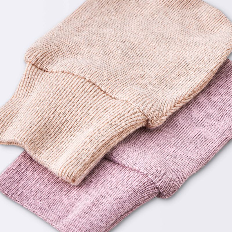 slide 3 of 3, Baby Girls' Hat and Mitten Combo Bonnets - Cloud Island™ Pink 0-3M: Cotton, Double-Layered, Knot Detail, Machine Washable, 1 ct