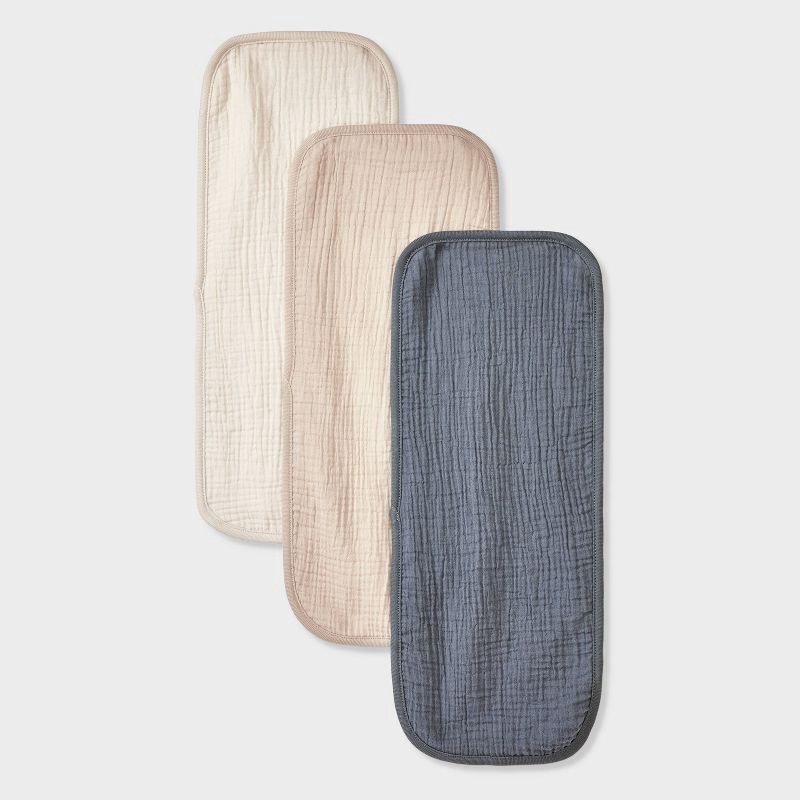 slide 1 of 2, Baby 3pk Muslin Burp Cloth - Cloud Island™: Cotton, 0-12 Months, 19.5" x 8.25", Recycled Content, 3 ct