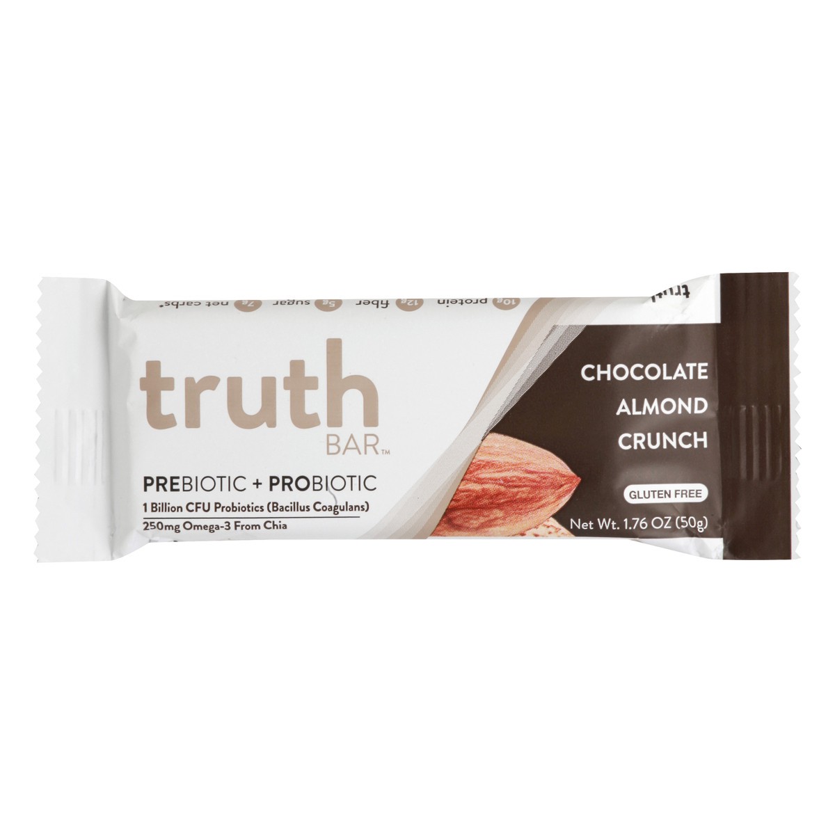 slide 7 of 9, Truth Bar Truth Chocolate Almond Crunch Prebiotic+Probiotic Bar, 1.76 oz