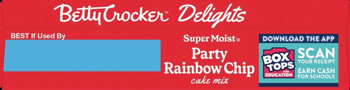 slide 12 of 13, Betty Crocker Delights Super Moist Party Rainbow Chip Cake Mix, 13.25 oz., 13.25 oz