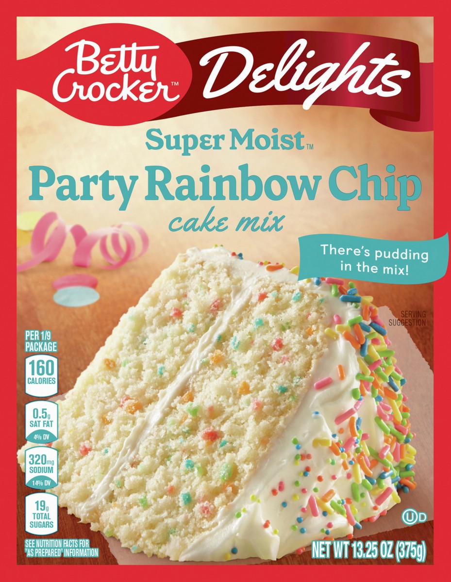 slide 13 of 13, Betty Crocker Delights Super Moist Party Rainbow Chip Cake Mix, 13.25 oz., 13.25 oz