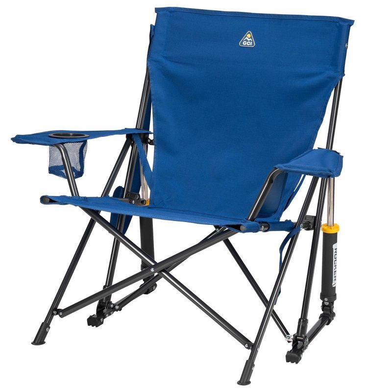 slide 3 of 11, GCI Outdoor Kickback Rocker Foldable Rocking Camp Chair - Soft Navy: Portable Stainless Steel Frame Patio Chair, 1 ct