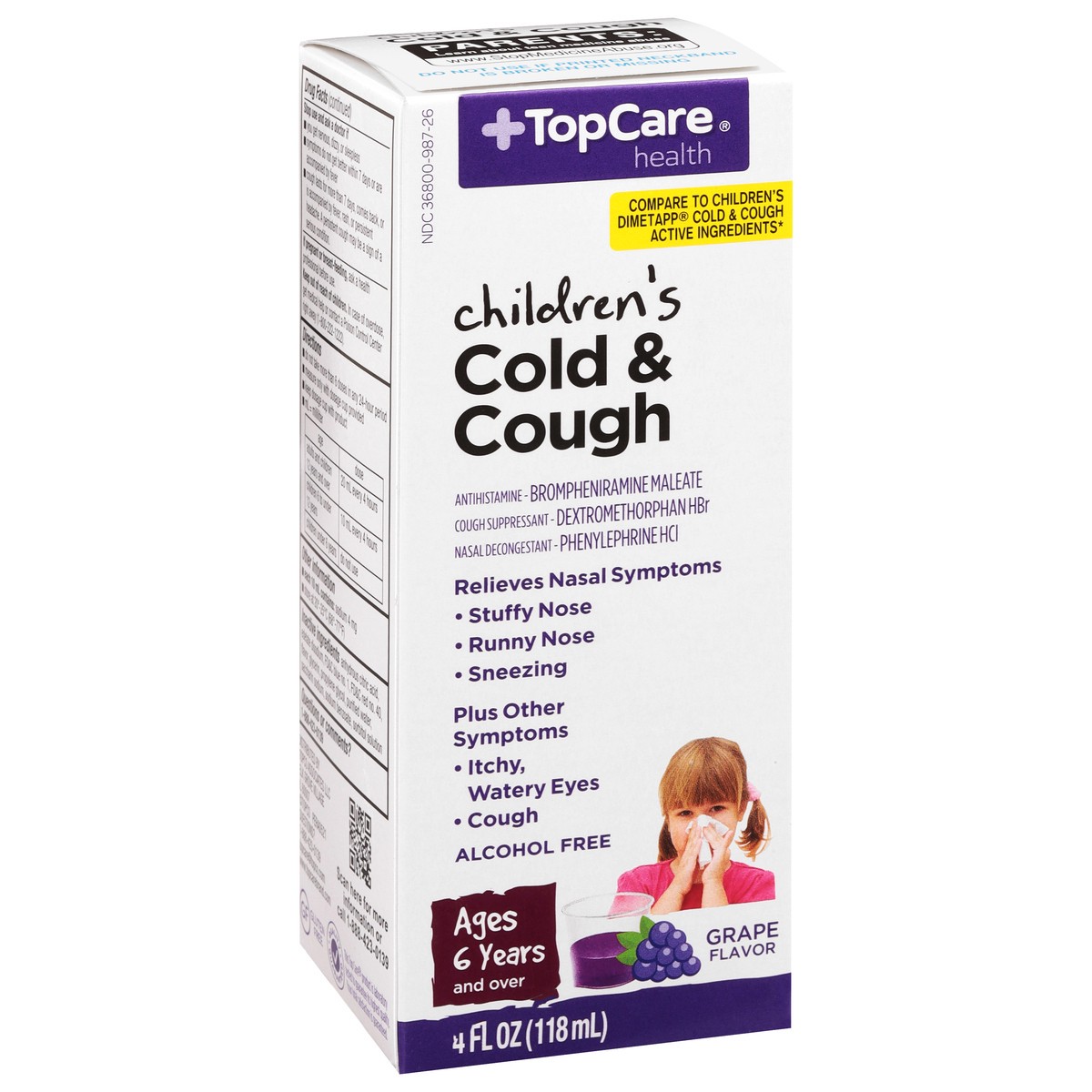 slide 6 of 10, TopCare Health Children's Grape Flavor Cold & Cough 4 fl oz, 4 fl oz